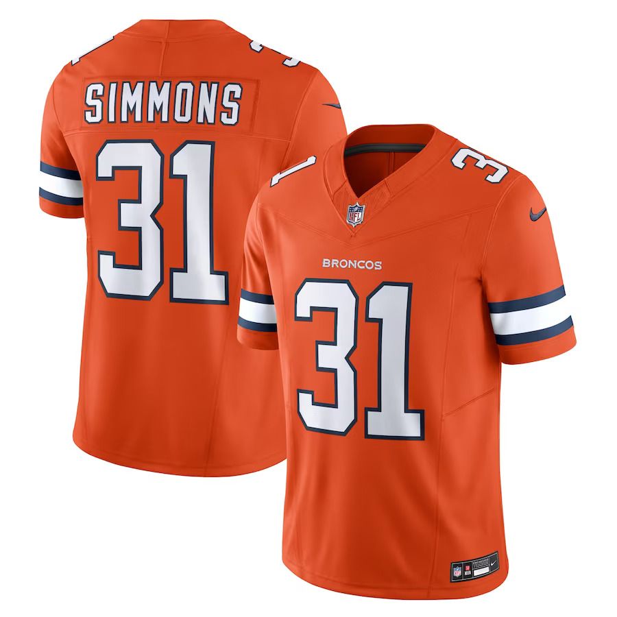 Men Denver Broncos 31 Justin Simmons Nike Orange Vapor F.U.S.E. Limited NFL Jersey